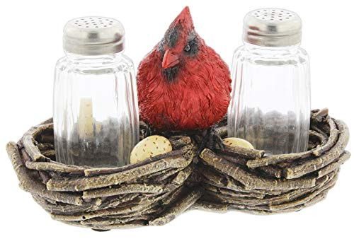 Cardinal s Nest Salt   Pepper Shaker Set with Holder