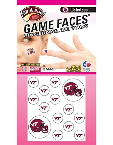 Virginia Tech Hokies  Waterless Peel   Stick Temporary Fingernail Tattoos  12 Fingernail Tattoos   2 Spirit Tattoos