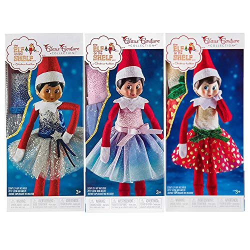 The Elf on the Shelf Claus Couture Party Dress 3 Pack  Snazzy Shimmer Dress Pastel Polar Princess Glitz and Gold Dress