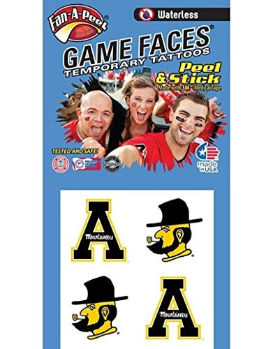 Appalachian State University  ASU  Mountaineers  Waterless Peel   Stick Temporary Spirit Tattoos  4PK