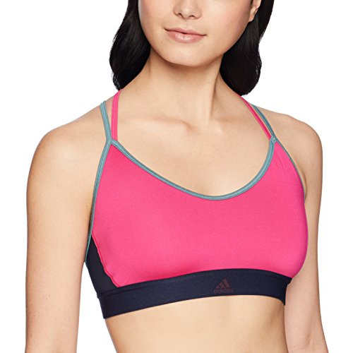 adidas Women s Training All Me Strappy Bra Real Magenta Legend Ink Raw Green Large