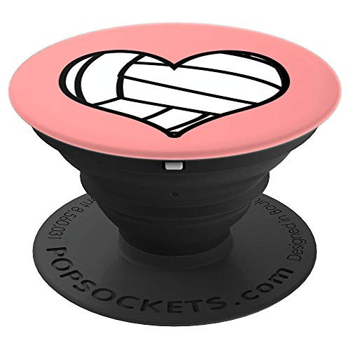 Volleyball Love Heart On A Pink Background PopSockets Grip and Stand for Phones and Tablets