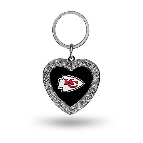 NFL Rico Industries Metal Rhinestone Heart Keychain Kansas City Chiefs