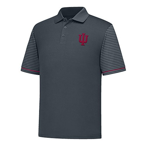 J America NCAA Indiana Hoosiers Men s Linebacker Ii YB Dyed Color Bock Polo Shirt Medium Charcoal Cardinal