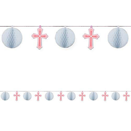 Sweet Christening Pink Paper Honeycomb Trimmer 12  6 Ct