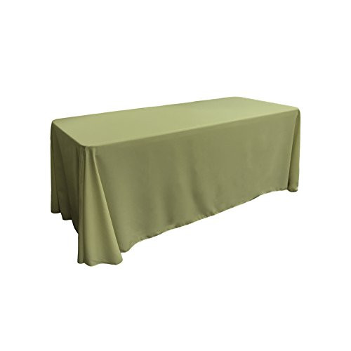LA Linen Polyester Poplin Rectangular Tablecloth 90 by 132 Inch Dark Sage 90 x 132