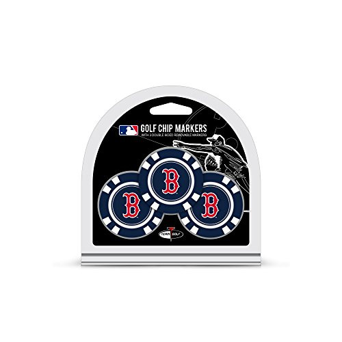 Team Golf MLB Golf Chip Ball Markers  3 Count  Poker Chip Size with Pop Out Smaller Double Sided Enamel Markers Boston Red Sox