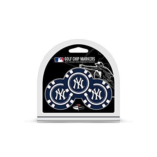 Team Golf MLB Golf Chip Ball Markers  3 Count  Poker Chip Size with Pop Out Smaller Double Sided Enamel Markers New York Yankees
