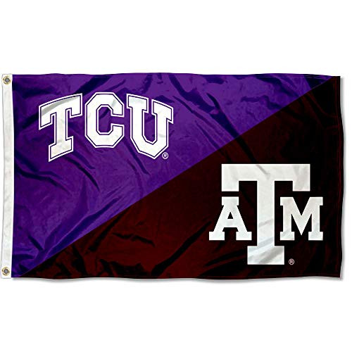 Texas Christian vs Texas A M House Divided 3x5 Flag Rivalry Banner
