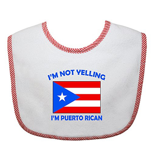 I m Not Yelling I Am Puerto Rican Puerto Rico Puerto Ricans Cotton Baby Bib Red Trim