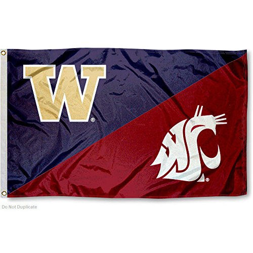 College Flags   Banners Co UW Huskies vs WSU Cougars House Divided 3x5 Flag