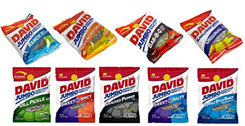 David Sunflower Seeds Variety Pack 9 Flavors 525oz Bags David Sunflower Seeds Variety Pack 9 Flavors 525oz Bags