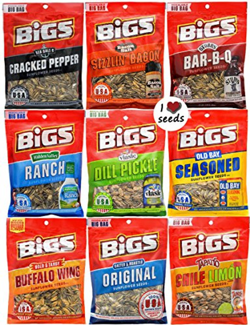 Bigs Sunflower Seed Flavor Variety Pack of 9 bags 535oz each I Love Seeds Magnet Bigs Sunflower Seed Flavor Variety Pack of 9 bags 535oz each I Love Seeds Magnet