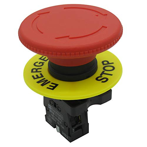 mxuteuk 1 NC 22mm Mounting Hole Red Mushroom Emergency Stop Push Button Switch Latching AC 660V 10A HB2 ES642