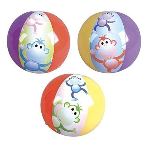 RINCO   Three  3  Colorful Monkey Beach Balls Beachball Party Favors Decorations Inflatable Inflate Pool Parties