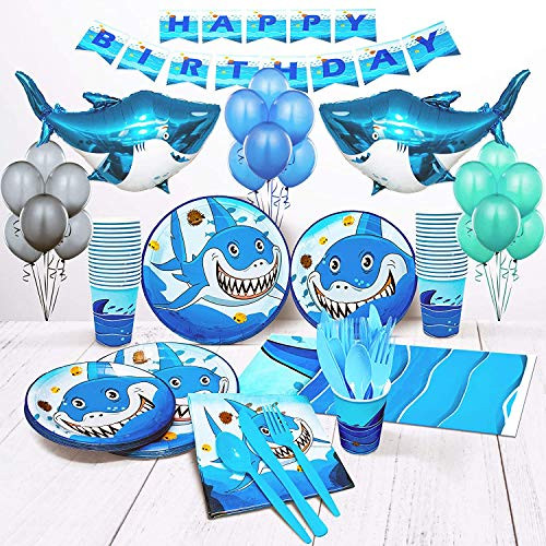 Shark birthday party supplies for boys set of 16 inflatable shark party decorations shark plates cups napkins balloons boy birthday decorations shark week shark decor Shark birthday party supplies for boys set of 16 inflatable shark party decorations shark plates cups napkins balloons boy birthday decorations shark week shark decor