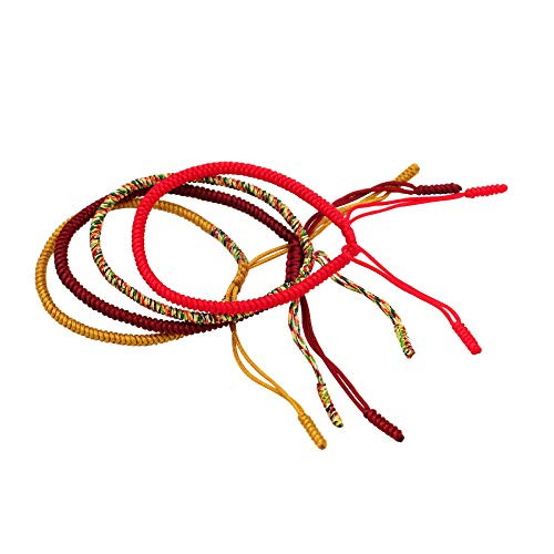 AIIGOU Tibetan Lucky Bracelet Handmade Woven Bracelets Mens Womens Lucky Red String Bracelets for Protection 4PCS