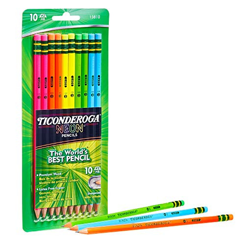 Dixon Ticonderoga No2 Pencils Assorted Neon 10 Pack