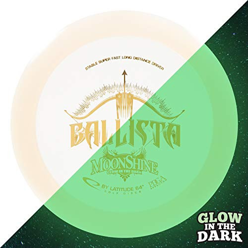 Latitude 64 Moonshine Ballista Disc Golf Driver   Maximum Distance Frisbee Golf Driver   Stable Golf Disc   Glows in The Dark   Stamp Colors Will Vary