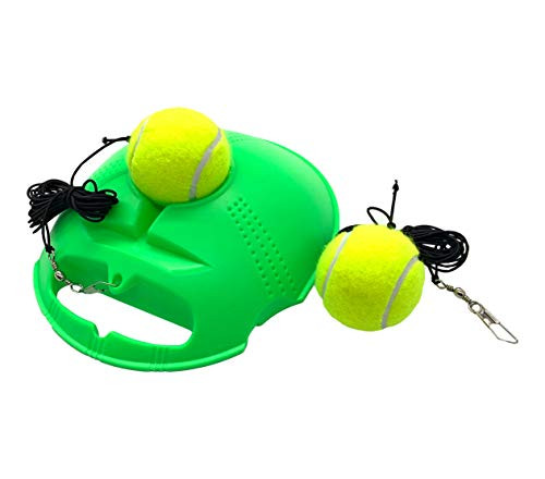 TaktZeit Tennis Trainer Self Training Rebound Baseboard Tennis Training Gear with 2 String Balls  Flash Green 20