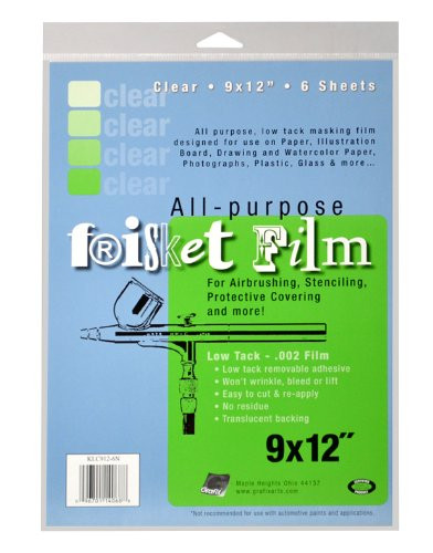 Grafix All Purpose Low Tack Frisket Film 9-Inch-by-12-Inch, Clear Pack of 6