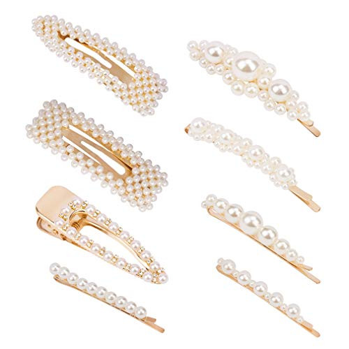 TOBATOBA 8 Pcs Pearls Hair Clips for Women Artificial Pearl Hari Pins Handmade Hair Barrettes Decorative Hair Accessories for Party Wedding Daily