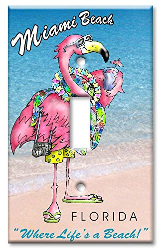 Art Plates - Miami Flamingo - Hers Switch Plate - Single Toggle