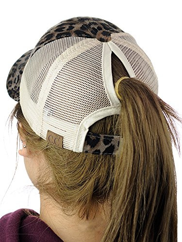CC Ponycap Messy High Bun Ponytail Adjustable Mesh Trucker Baseball Cap Hat Leopard
