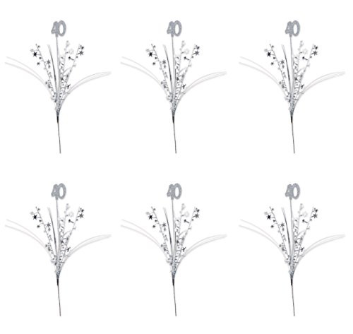 Beistle 52177-40 Beistle 52177-40, 6 Piece Glittered"40" Metallic Star Spray, 23" (Silver), 23", Silver