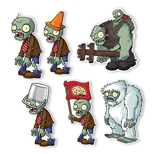 Plants vs Zombies 2 Wall Decals  Special Front Yard Zombie Set II  Six Zombies 6 inches Longest Side