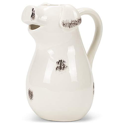 Distressed Creamy White Pig Glossy 65 x 10 Dolomite Decorative Spout Pitcher