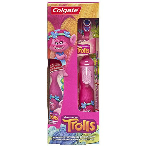 Colgate Kids Trolls Powered Toothbrush and Toothpaste Oral Care Set 2 pc