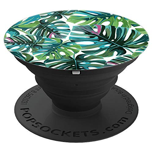 Tropical Palm Leaves Turquoise Green Monstera Plant Boho PopSockets Grip and Stand for Phones and Tablets