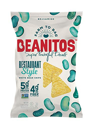 Beanitos Restaurant Style White Bean Chips with Sea Salt Plant Based Protein Good Source Fiber Gluten Free Non GMO Vegan Corn Free Tortilla Chip Snack 6 Ounce