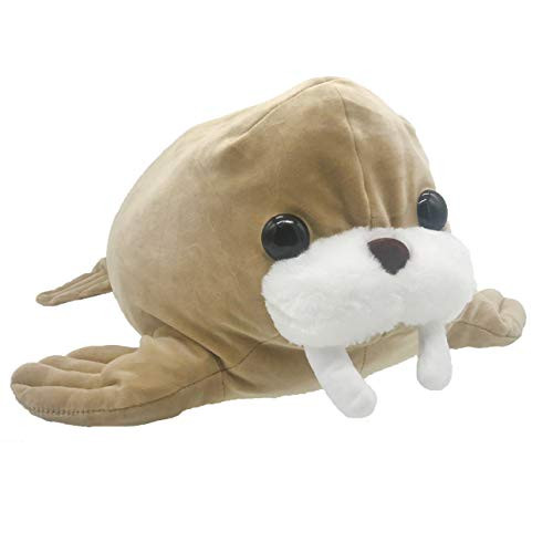 Walrus Stuffed Animal Stretchy Walrus Plush Pillow Lifelike Stuffed Sea Animal Cuddly Gift for Kids Fluffy Companion 18"