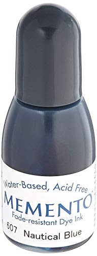 Tsukineko Memento Fade Resistant Water Based Dye Inker 1 2 Fluid Ounce Nautical Blue