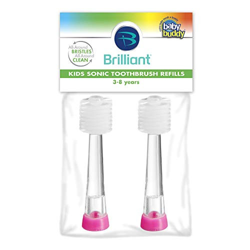 Brilliant Kids Sonic Toothbrush By Baby buddy   Replacement heads Pink 2Count