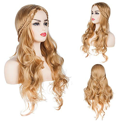 Cosplay Wig for Game of Thrones Khaleesi Daenerys Targaryen Long Curly Wavy Costume Hair Wigs for Halloween Party   Blonde
