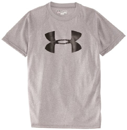Under Armour Boys  Tech Big Logo T Shirt True Gray Heather  Black Youth X Small