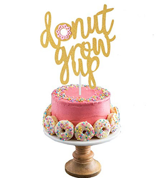 Double Sided Donut Grow Up Gold Glitter Cake Topper for Baby Shower Kids First Birthday Party Decorations by Ucity Double Sided Donut Grow Up Gold Glitter Cake Topper for Baby Shower Kids First Birthday Party Decorations by Ucity