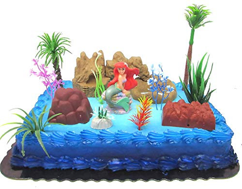 Under the Sea Little Mermaid Birthday Cake Topper Set Featuring Ariel and Decorative Themed Accessories
