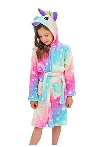 Soft Unicorn Hooded Bathrobe Sleepwear   Unicorn Gifts for Girls  7 9 Years Rainbow Star