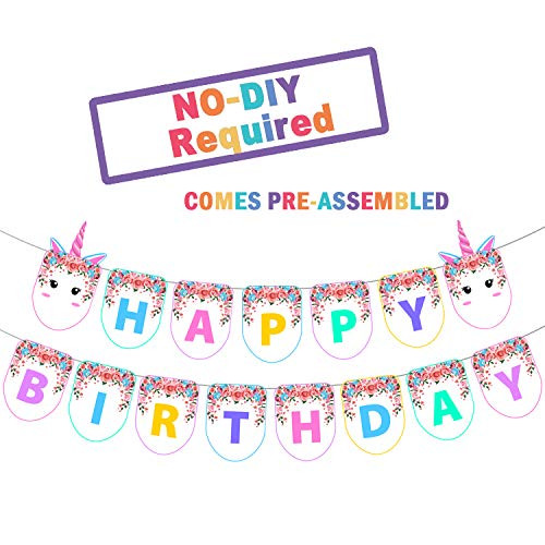 KatchOn Unicorn Birthday Banner Decoration   Unicorn Birthday Decorations   Unicorn Party Decorations   Unicorn Party Supplies   Uincorn Party Favors Backdrop   Unicorn Happy Birthday Banner Theme