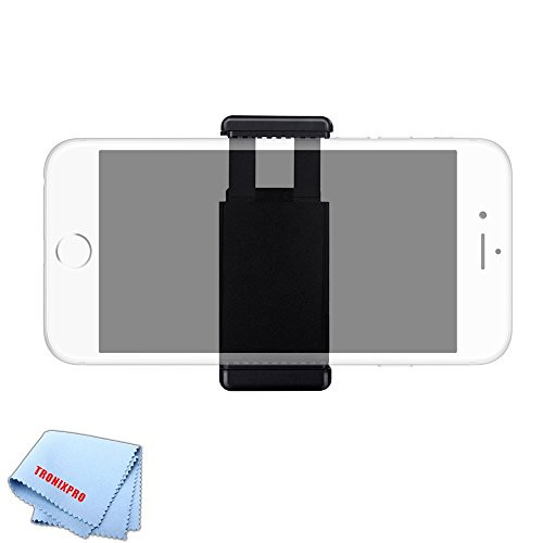 Tronixpro Universal Tripod Smartphone Mount for Apple iPhone Xs Xr Xs Max 8 8  7 Plus 6 6s   5c 5s 5 Samsung Galaxy S8 S8 Edge Phones and Most Other Smartphones   Microfiber Cloth