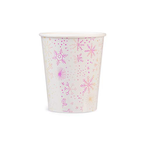 Daydream Society Frosted Iridescent Snowflake Paper Party Cups, Pack of 8