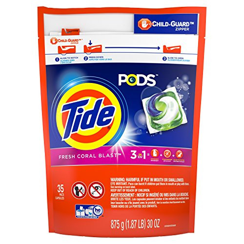 Tide Pods Detergent Pacs Coral Blast Scent 35 Count