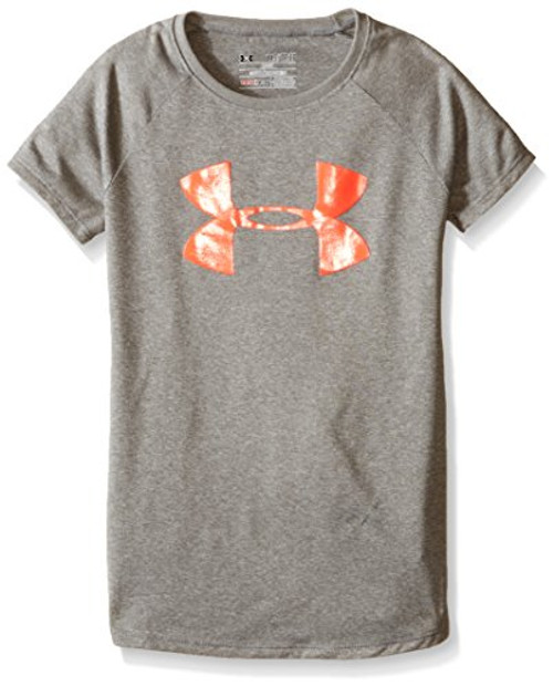 Under Armour Girls  Big Logo T Shirt True Gray Heather  025  After Burn Youth Small
