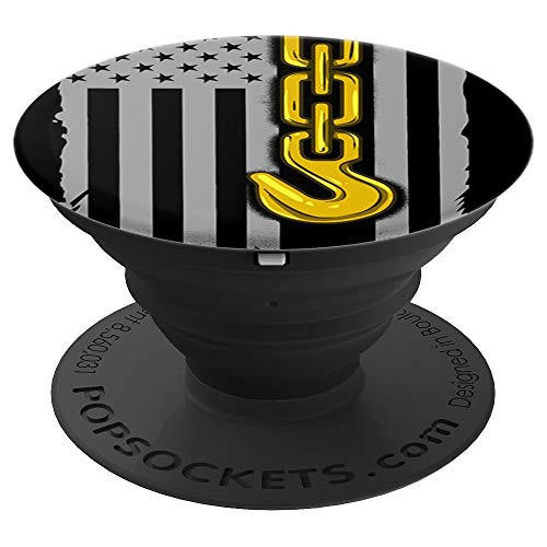 USA Tow Truck Driver Yellow Line US Flag Gift PopSockets Grip and Stand for Phones and Tablets