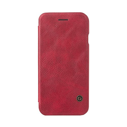 iPhone 8 Plus Case/iPhone 7 Plus Case Shockproof, G-CASE [Business] Slim Folio Flip Leather Wallet Case With Card Slot for ID/Cash Protective Skin Cover for iPhone 8/7 Plus (G Case Flip Red)