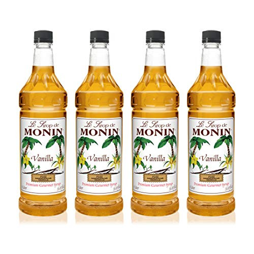 Monin Vanilla Syrup Versatile Flavor Great for Coffee Shakes and Cocktails Gluten Free Vegan Non GMO 1 Liter 4 Pack Monin Vanilla Syrup Versatile Flavor Great for Coffee Shakes and Cocktails Gluten Free Vegan Non GMO 1 Liter 4 Pack